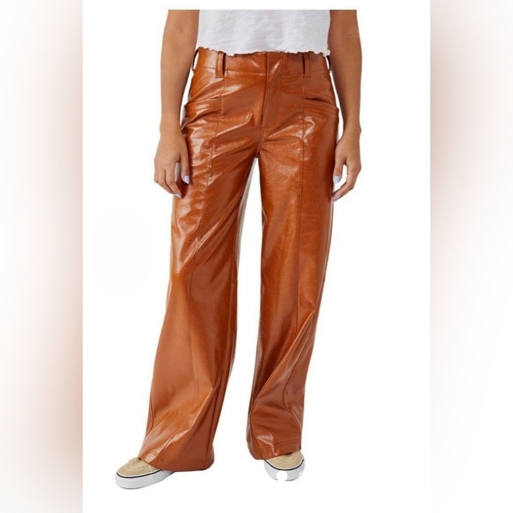 NWT Free People Star Crossed Lovers Vegan Leather Pant 🤎